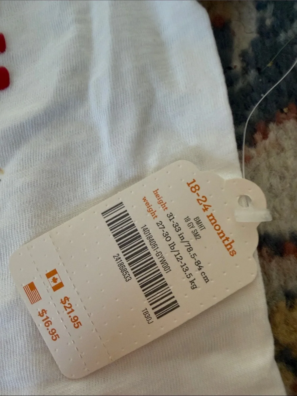 Brand New Brand New Gymboree White Baby Onesie with Red & Navy 'My First' Flag G